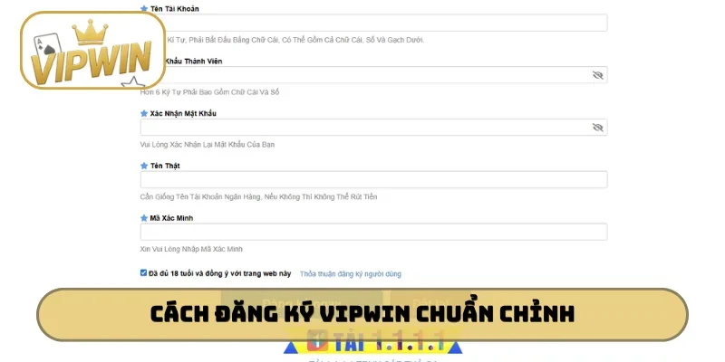 Cách đăng ký VIPWIN chuẩn không cần chỉnh