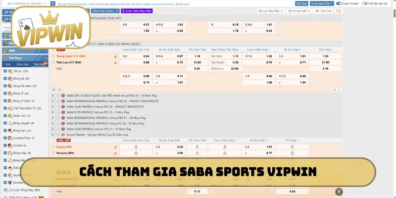 Cách tham gia Saba Sports VIPWIN siêu đơn giản