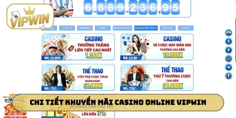 Chi tiết khuyến mãi casino online VIPWIN