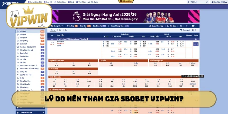 Lý do anh em nên tham gia SBOBET VIPWIN?