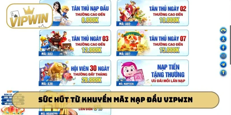Sức hút từ khuyến mãi nạp đầu VIPWIN